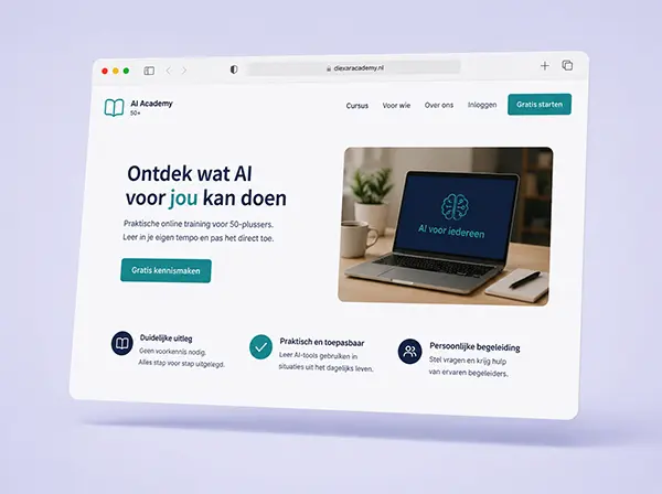 Een met AI gebouwde website of salespagina